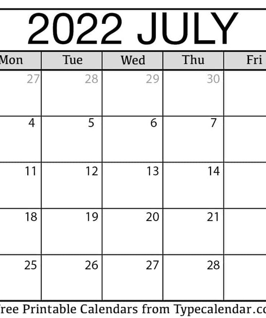 avatar July Calendar 2022
