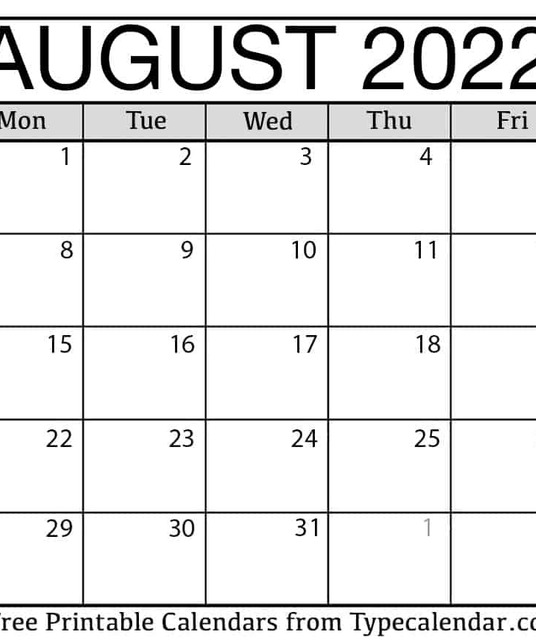 avatar August 2022 calendar